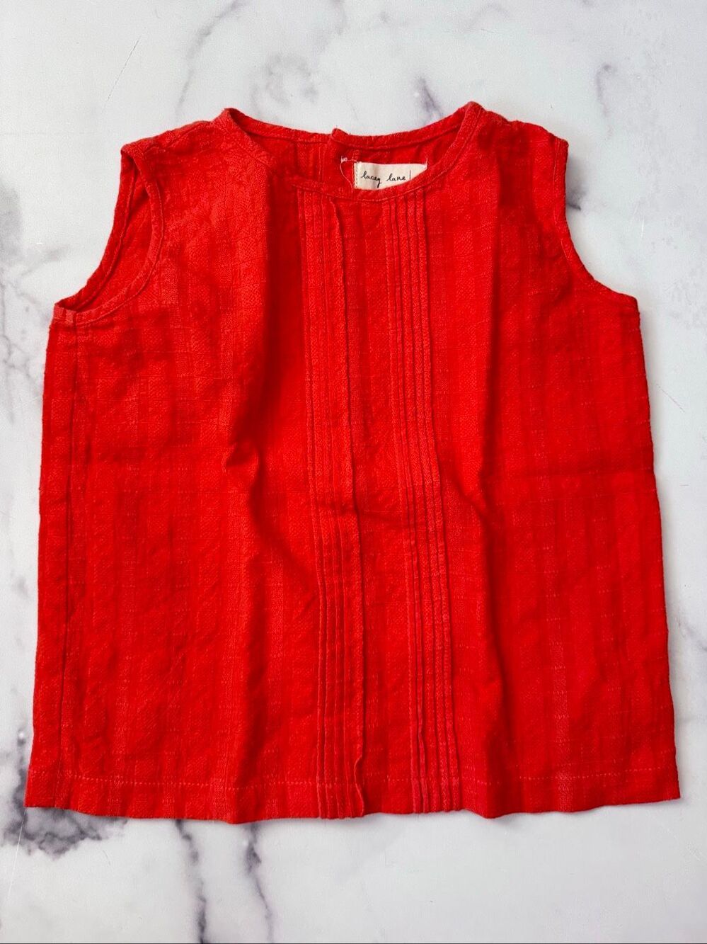 Lacey Lane size 5 little girls Cotton coral orange red vintage style cottage top